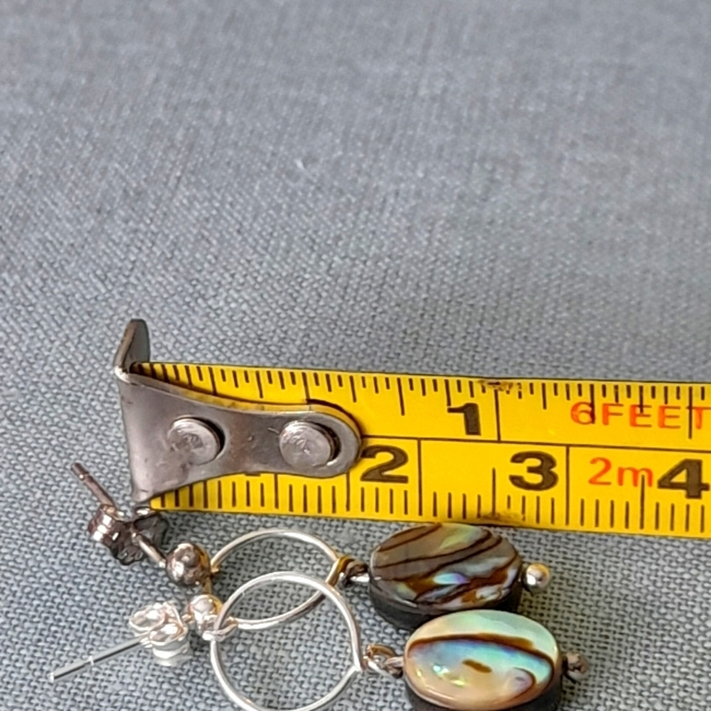 925 Sterling Silver Abalone Pierce Post Earrings - Picture 5 of 5